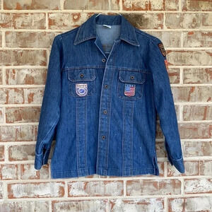 Vintage Denim Jacket With Patches